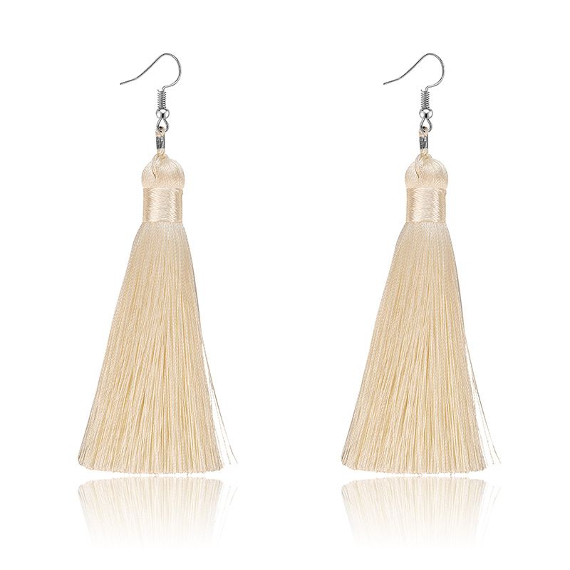 European And American Exaggerated Bohemian Ethnic Style Hand-woven Knotted Long Fringe Earrings Female  Hot Earrings