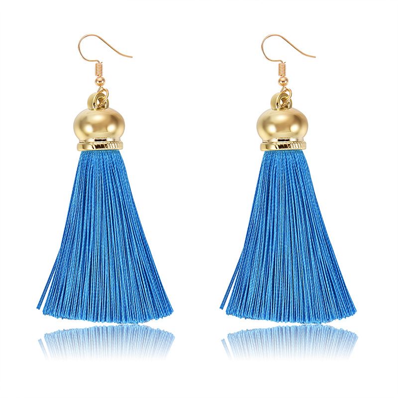 Alloy Bohemia Tassel Earring  (61189541 Blue) Nhxs1835-61189541-blue
