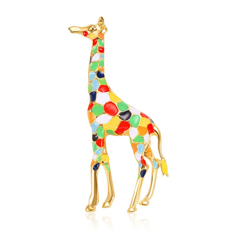 Européen Et Américain Chaud-vente Ornement Haut De Gamme Mode Animal Broche Exquis Girafe Dripping Huile Vêtements Accessoires Unisexe