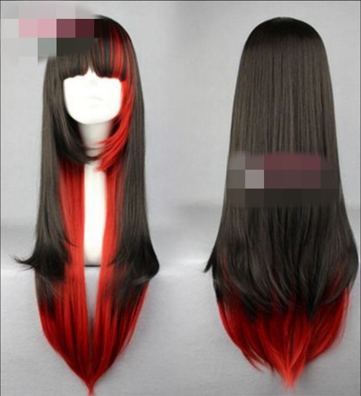 High-temperature Fashion  Wig  (black + Red Gradient) Nhnf0029-black-red-gradient