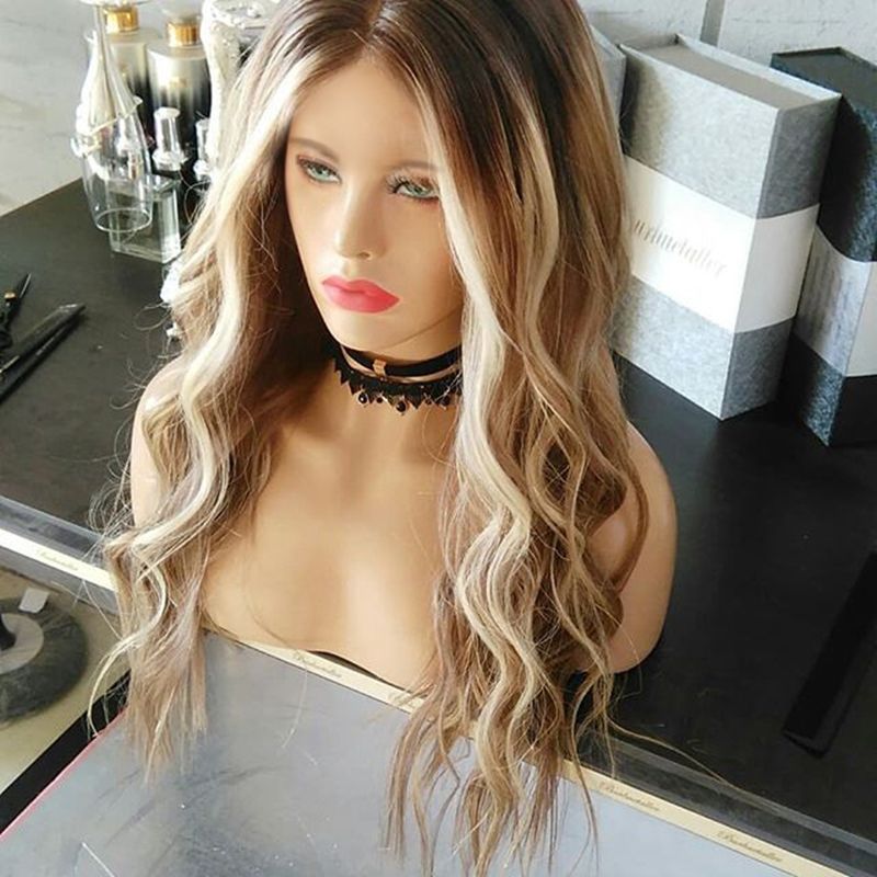 Europäische Und Amerikanische Perücken Damen Farbverlauf Langes Lockiges Haar Rosen Netz Kopf Bedeckung Perücke Hersteller Spot Großhandel