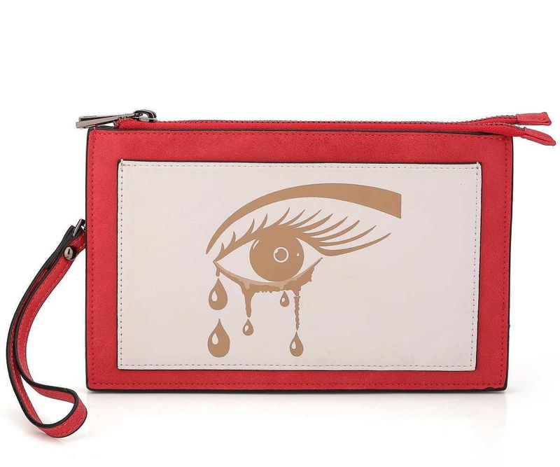Neue Mittellange Damen Brieftasche Im Europäischen Und Amerikanischen Stil, Charakter Druck Pu-leder Kontrast Farbe Multifunktion Tasche