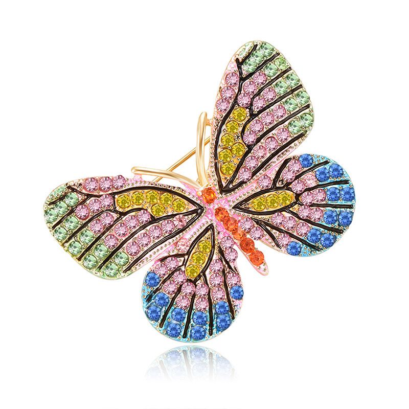 Europäische Und Amerikanische Kreative Schmetterlings Brosche Zink Legierung Diamant Retro Tier Brosche Fabrik Direkt Verkauf