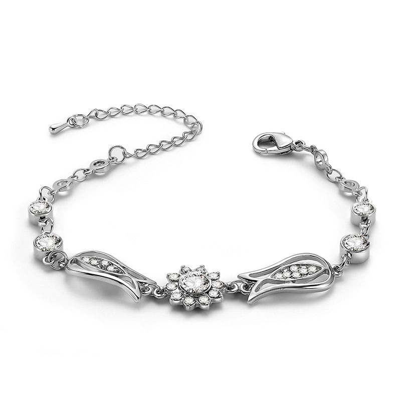 Europe Et En Amérique Croix Frontière E-commerce Populaire Mode Personnalisé Style Alliage Diamant Bracelet Style Créatif Fleur Bracelet Usine Ventes Directes