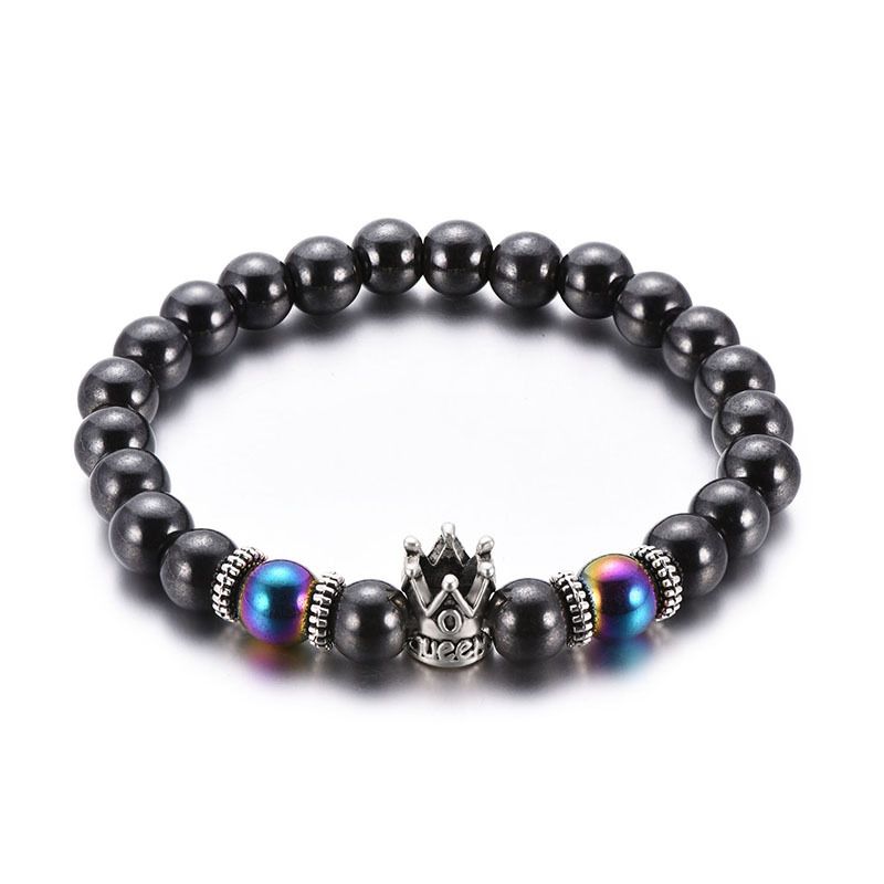 Vente Chaude Ronde Magnétique Aimant Bracelet Creative Style Couronne Hommes Et Femmes Même Style Hématite Bracelet