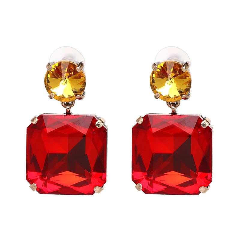 Imitated Crystal&cz Fashion Geometric Earring  (red) Nhjj5156-red