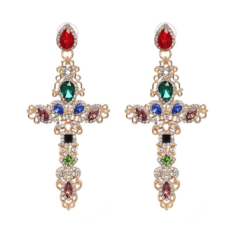 Imitated Crystal&cz Fashion Cross Earring  (alloy + Color) Nhjj5163-alloy-color