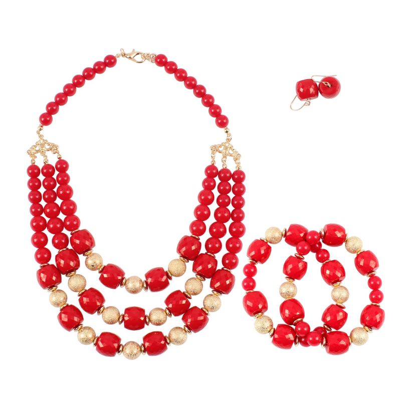 Plastic Fashion Geometric Necklace  (red) Nhct0325-red