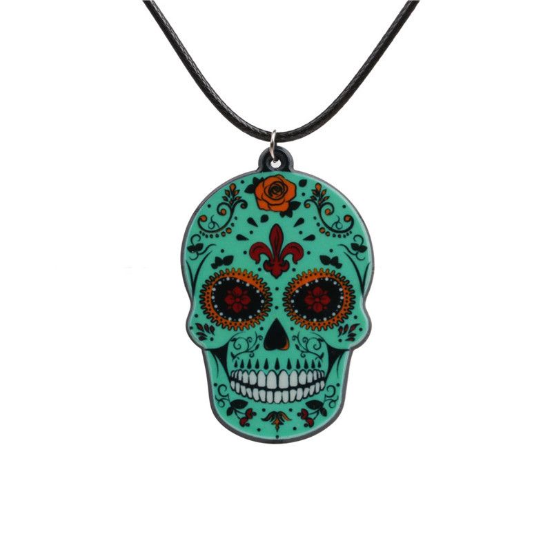 Acrylic Fashion Skeleton Skull Necklace  (green) Nhyl0266-green