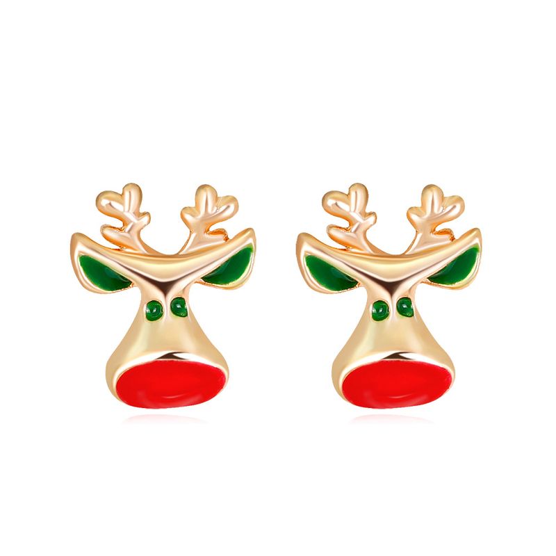 Hot-selling-ohrringe Aus Europäischer Und Amerikanischer Mode Legierung Diamant-malöl Weihnachts Elch Ohrringe All-match-tier Ohrringe