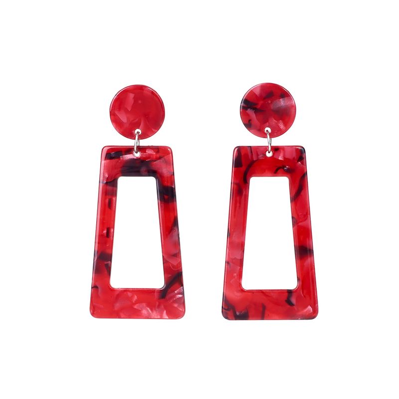 الاكريليك خمر هندسية القرط (الأحمر) الأزياء والمجوهرات Nhll0299-red