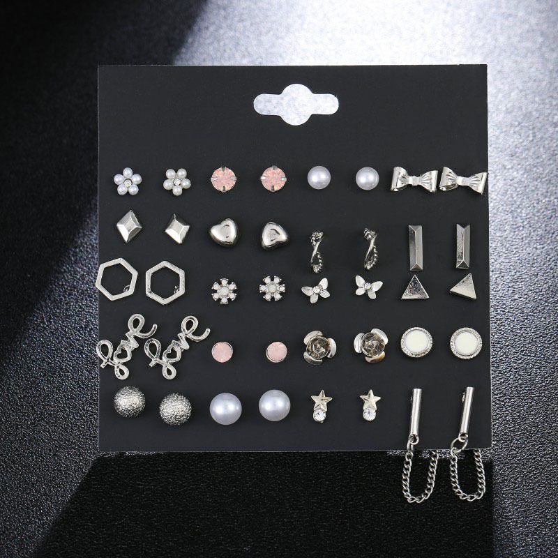 Koreanische Version Von Perlens Chmuck All-match Bowknot Diamant Ohrringe Set Lange Ketten Ohrringe Großhandel Grenz Überschreitende Versorgung