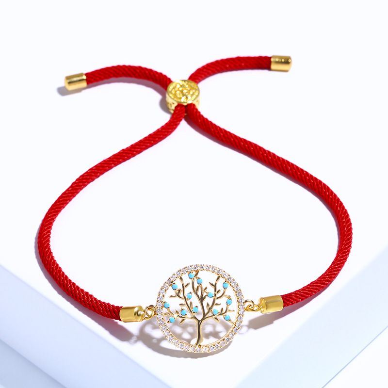 Approvisionnement Du Commerce Extérieur Coréen-style Chic Et Unique Petit Rouge Corde Chanceux Arbre Zircon Bracelet Simple Petit Bracelet Bra67
