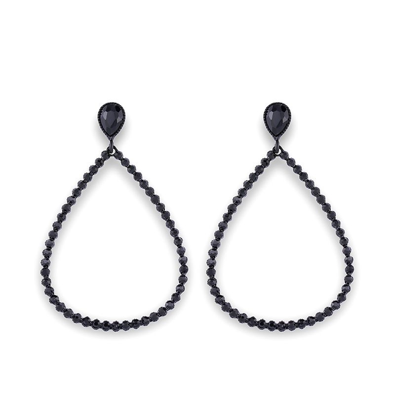 Imitated Crystal&cz Simple Geometric Earring  (black)  Fashion Jewelry Nhas0484-black