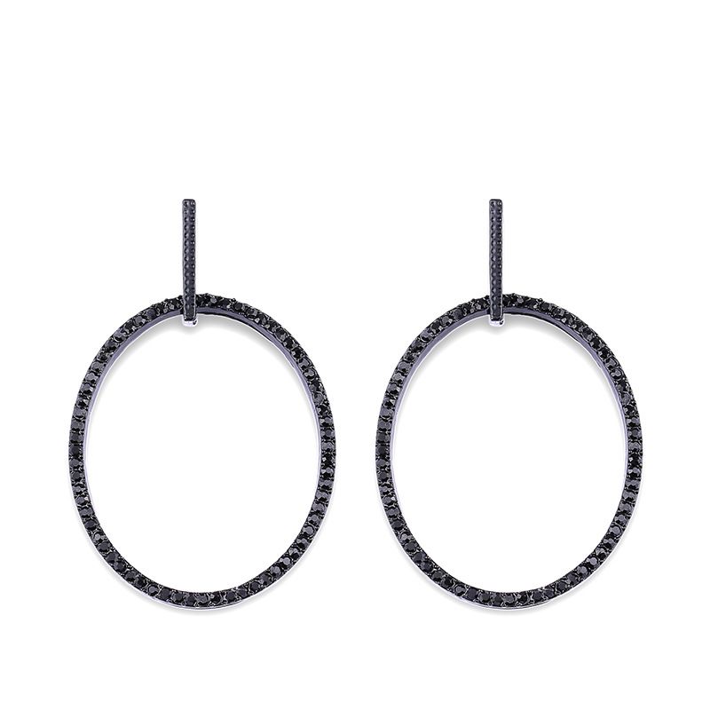 Imitated Crystal&cz Simple Geometric Earring  (black)  Fashion Jewelry Nhas0497-black