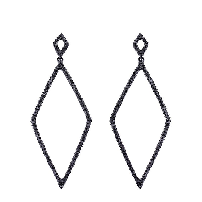 Imitated Crystal&cz Simple Geometric Earring  (black)  Fashion Jewelry Nhas0506-black