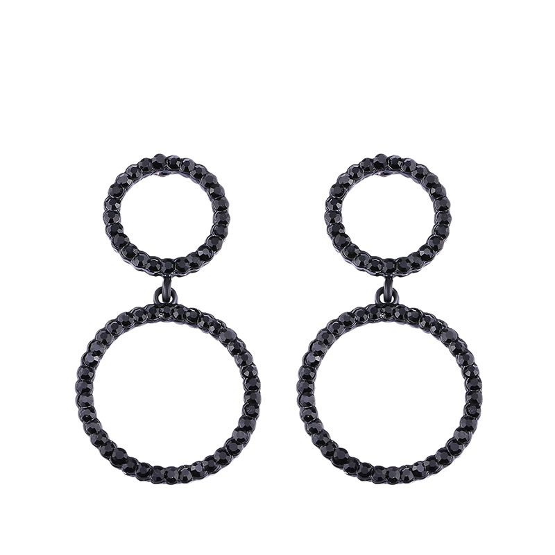 تقليد الكريستال وتشيكوسلوفاكيا بسيطة هندسية القرط (أسود) الأزياء والمجوهرات Nhas0507-black
