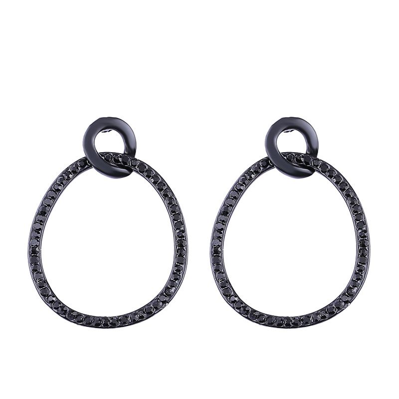 Imitated Crystal&cz Simple Geometric Earring  (black)  Fashion Jewelry Nhas0508-black