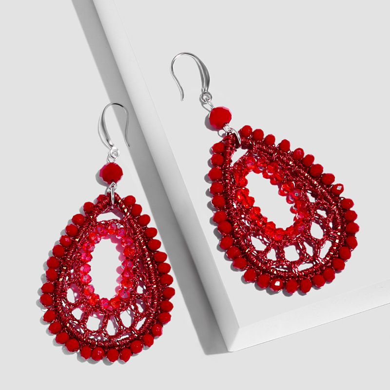 سبائك الأزياء هندسية القرط (الأحمر) الأزياء والمجوهرات Nhas0548-red