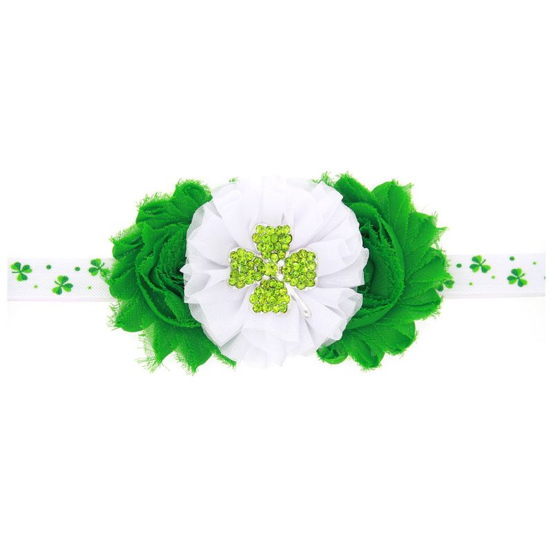 St. Patrick's Day Kinder Vier Blättriges Kleeblatt Blumen Haarband Baby Kopfschmuck Großhandel