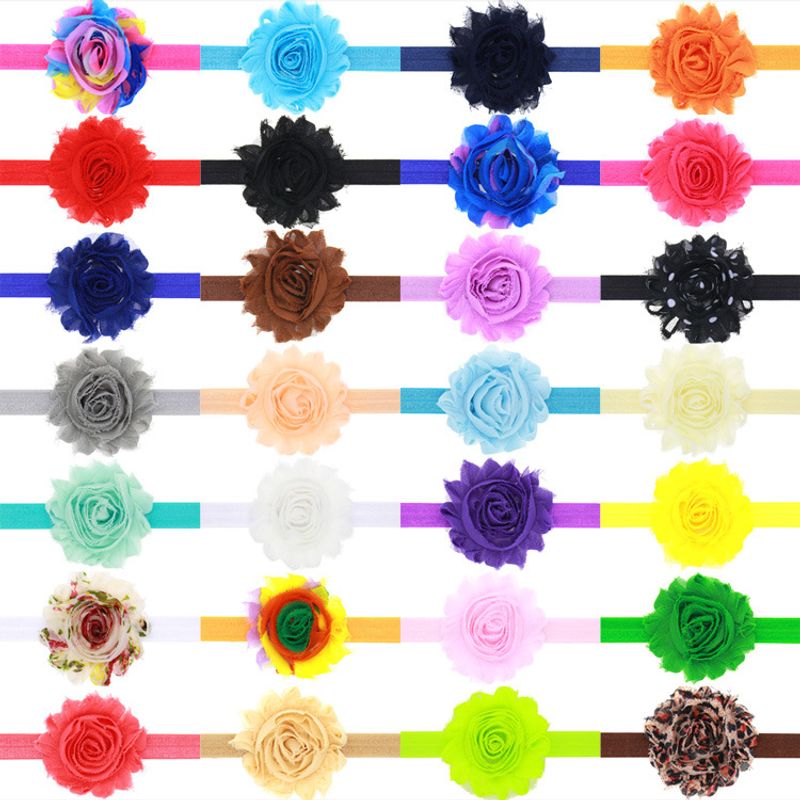 Außenhandel Kinder Sonnenblumen Haarband Kopfschmuck 1,5 Cm Baby Abgenutzte Grate Blume Einfarbige Elastische Kopfband 28 Farben