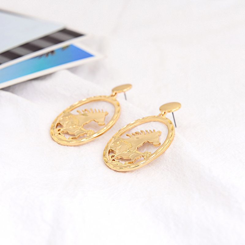 Ohrringe Europäische Und Amerikanische Übertriebene Persönlichkeit Legierung Ovale Metall Ohrringe Neues Zodiac Design Handgemachte Geometrische Ohrringe