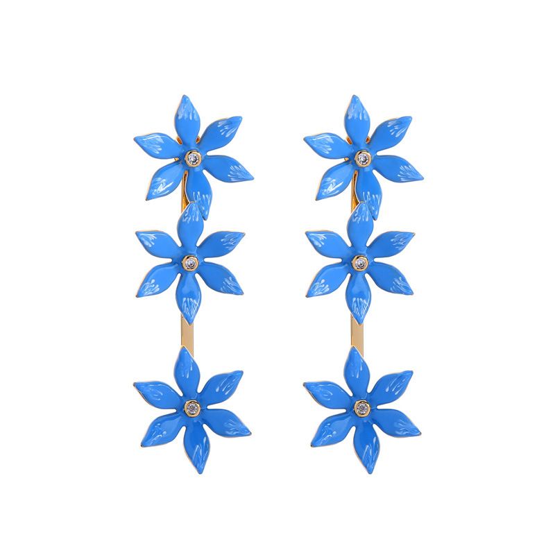 Alloy Korea Flowers Earring  (blue-1)  Fashion Jewelry Nhqd6208-blue-1