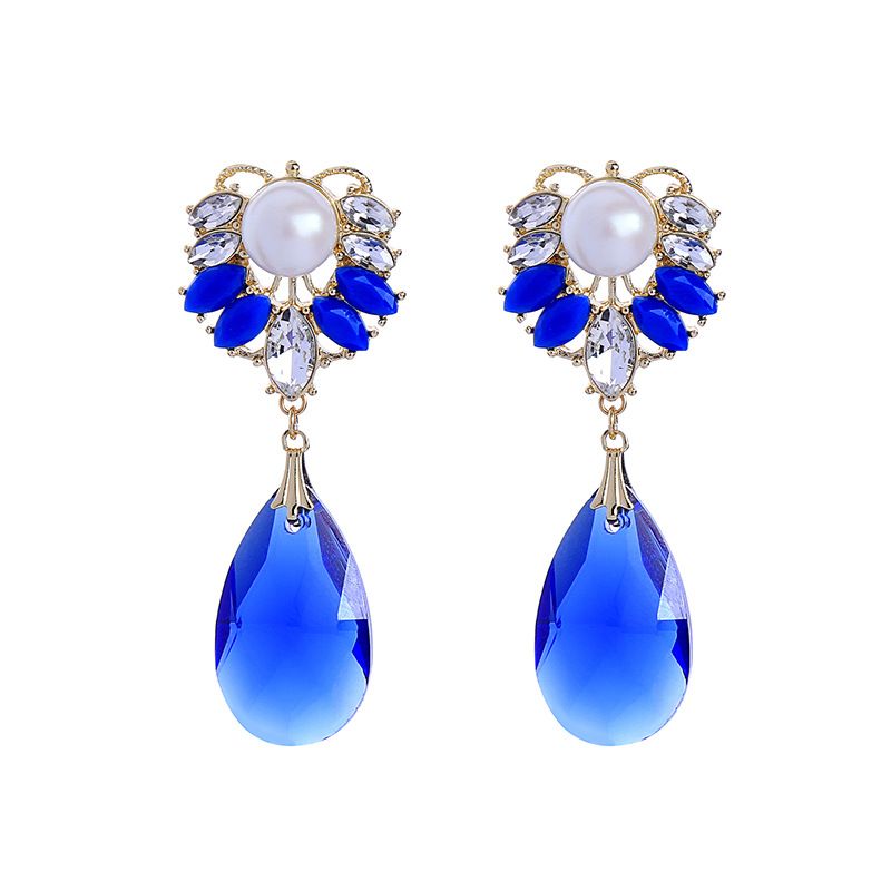 سبائك الأزياء هندسية القرط (الأزرق-1) الأزياء والمجوهرات Nhqd6244-blue-1