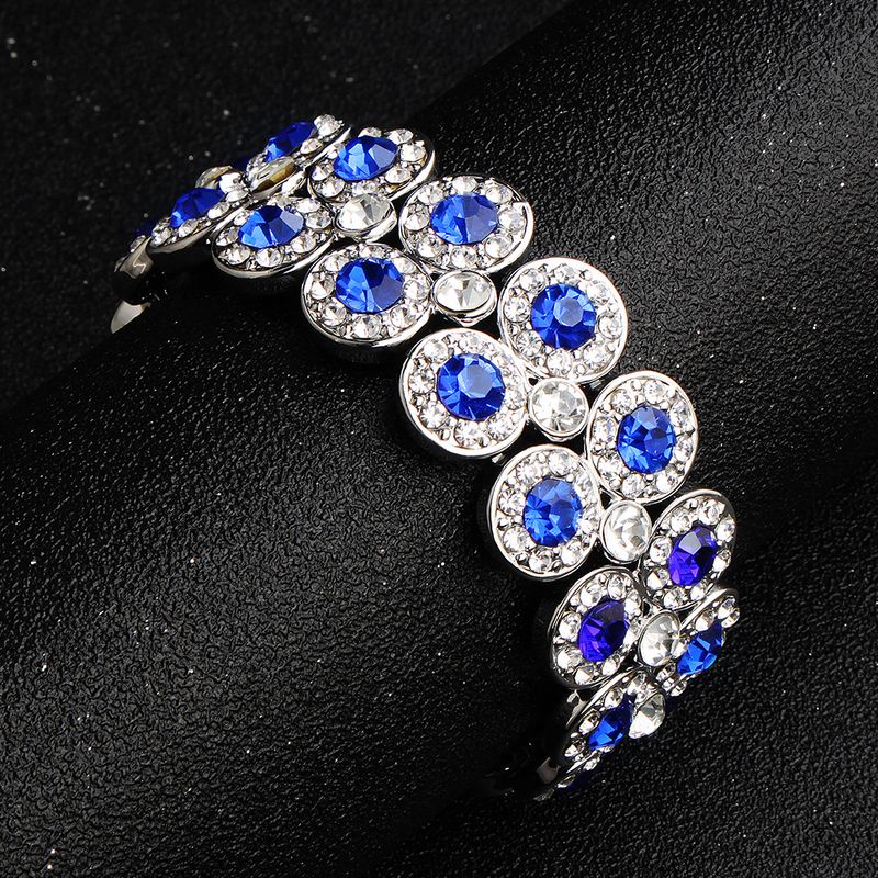 Alloy Fashion Geometric Bracelet  (white K+ Dark Blue Rhinestone)  Fashion Jewelry Nhhs0659-white-k+-dark-blue-rhinestone