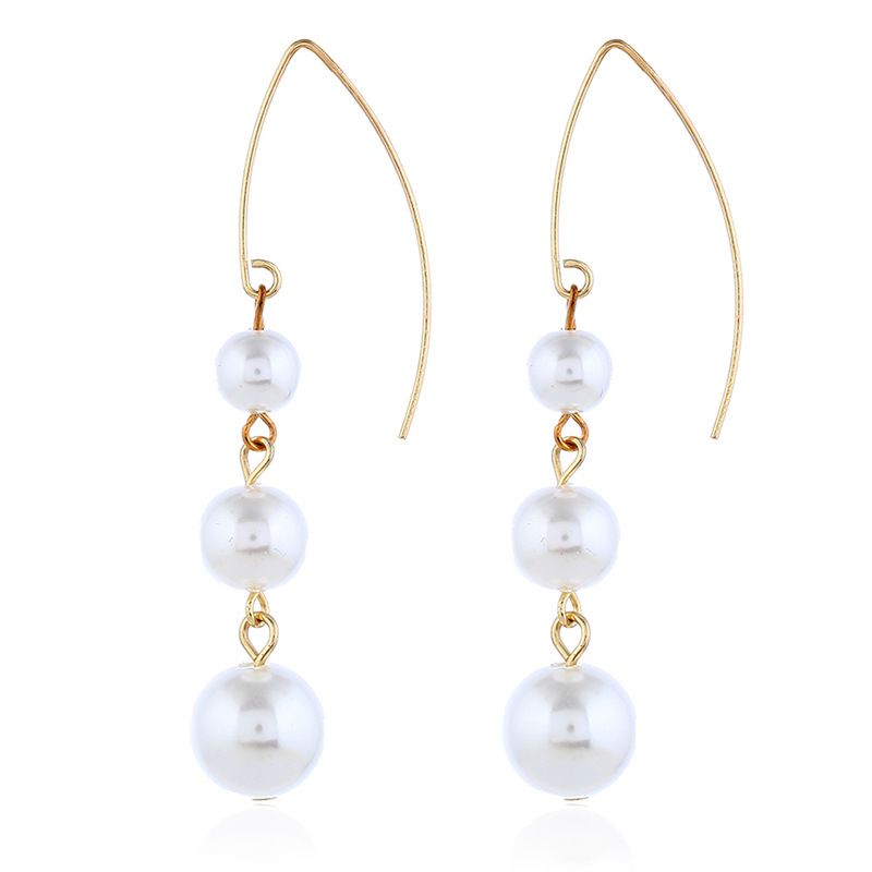 Beads Fashion Geometric Earring  (white Beads Kc Alloy)  Fashion Jewelry Nhkq2382-white-beads-kc-alloy