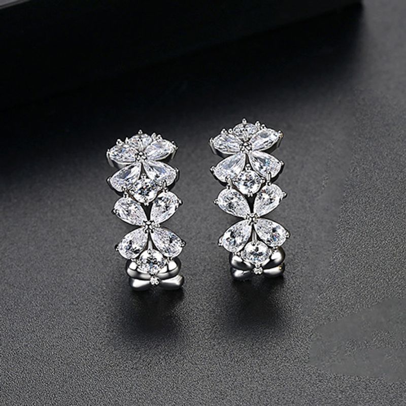 Alloy Korea Flowers Earring  (platinum-t02e13)  Fashion Jewelry Nhtm0643-platinum-t02e13