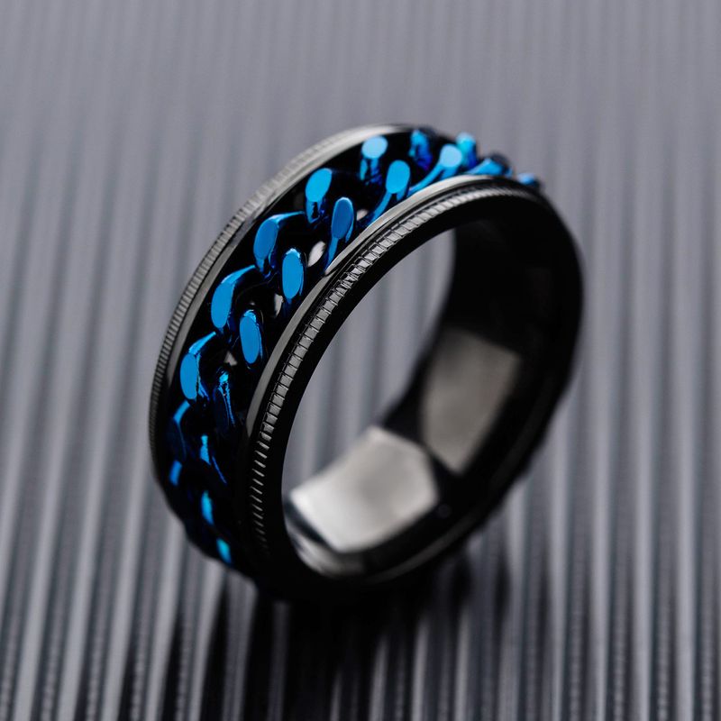 Douyin Der Gleiche Ring Titans Tahl Herren Ring Blaue Kette Drehbarer Ring Trend Iger Herren Ring