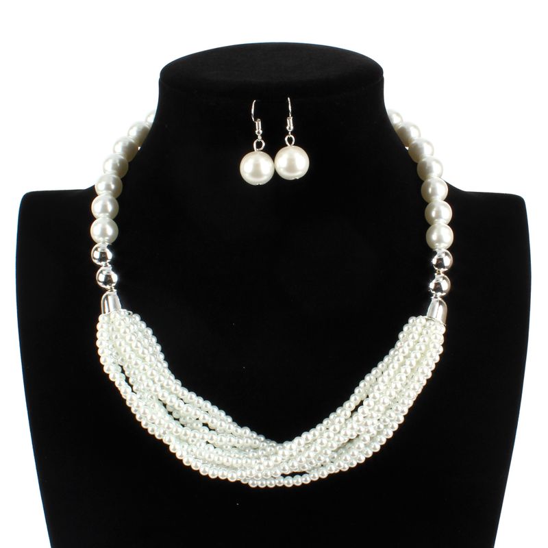 Beads Fashion Geometric Necklace  (white)  Fashion Jewelry Nhct0454-white