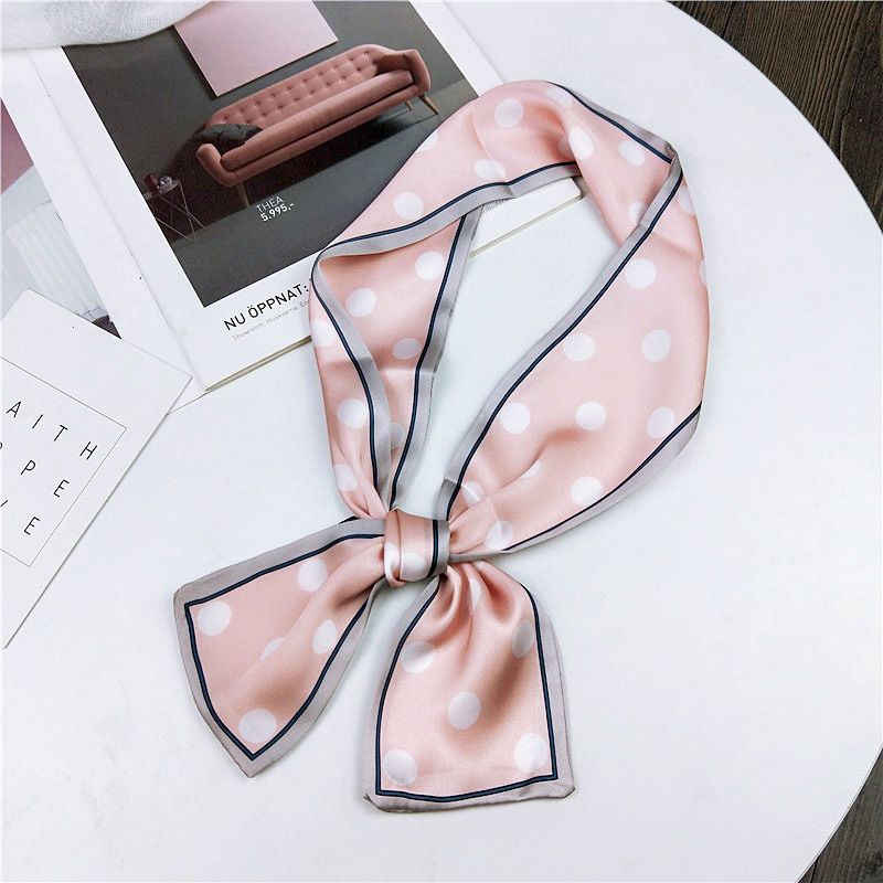 Polka Dot New Double-sided Boxer Long Scarf Women's Korean-style Spring And Autumn All-match Wrist Strap Ribbon Hair Band Fashion