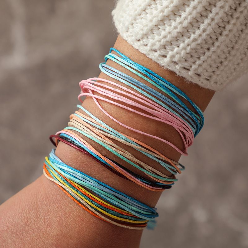 2019  Neue Mode Einfache Farbe Seil Strand Gewebtes Geknotetes Armband Sechsteiliges Armband