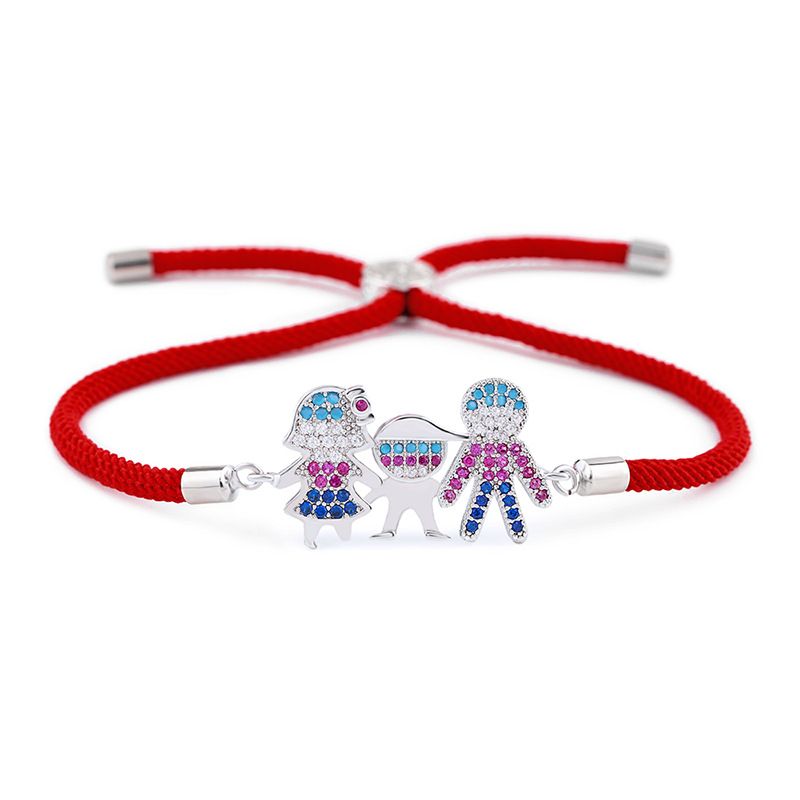 Ventes Directes D'usine Coréenne-style Chic Et Unique Femelle 4-personne Zircon Rouge Corde Bracelet Tout-match Simple Femelle Bracelet Accessoires Brb07