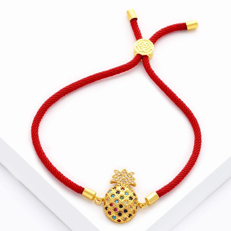 Copper Korea Geometric Bracelet  (red-rope-alloyen-pineapple)  Fine Jewelry Nhas0049-red-rope-alloyen-pineapple