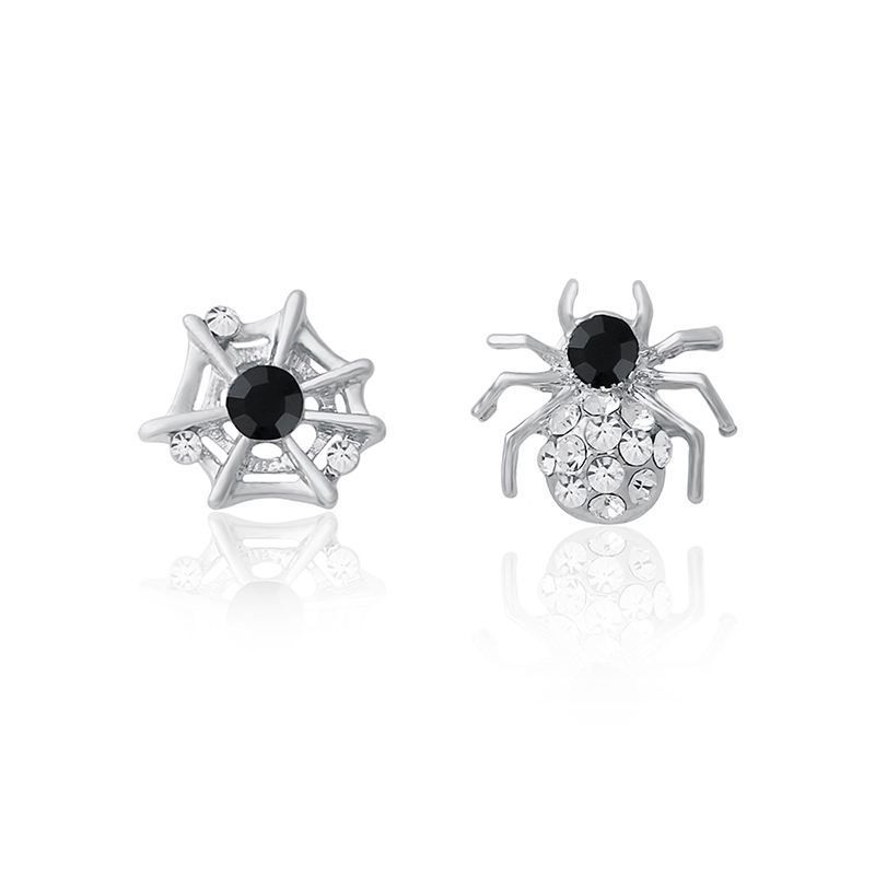 Coréenne Style Personnalisé Strass Araignée Web Boucles D'oreilles Plein Diamant Asymétrique Oreille Clip Boucles D'oreilles Nouvelle Usine En Gros Erj30