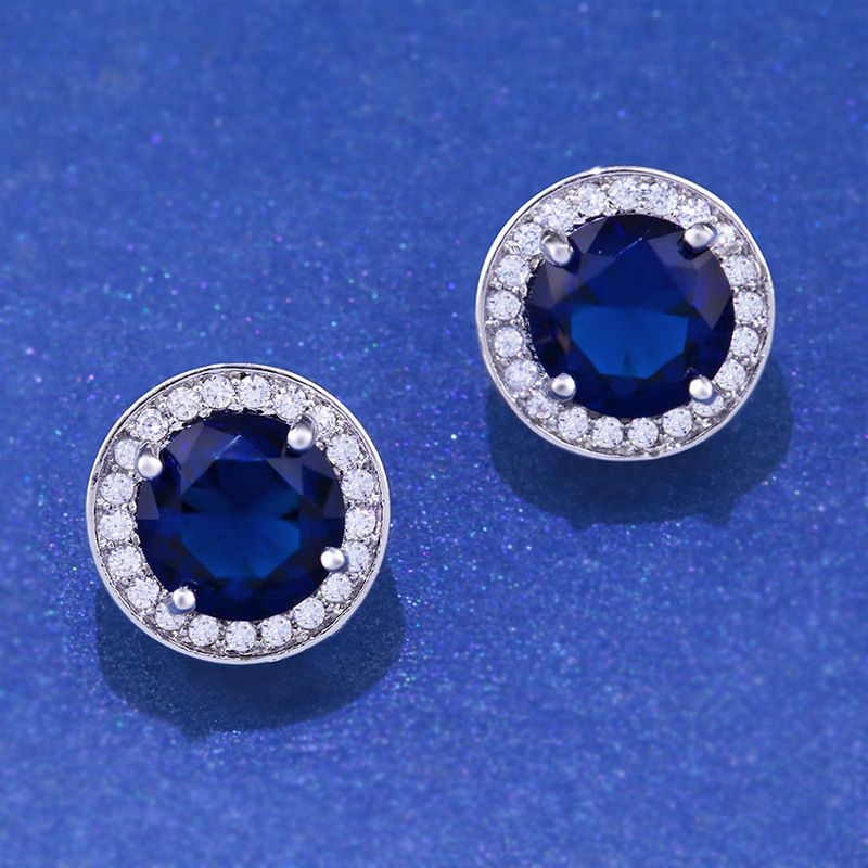 Zircon Simple Geometric Earring  (sapphire-blue)  Fashion Jewelry Nhas0285-sapphire-blue