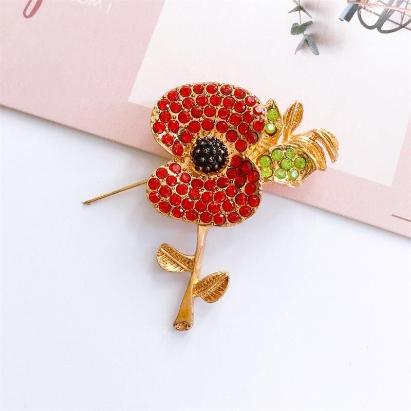 Fashion Artificial Gem Poppy Flower Alloy Brooch Nhdp157397