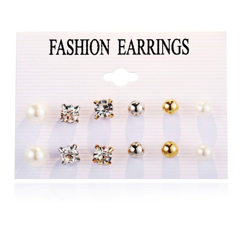 Creative Retro Simple Pearl Ball Zircon Earrings Nhpj157489