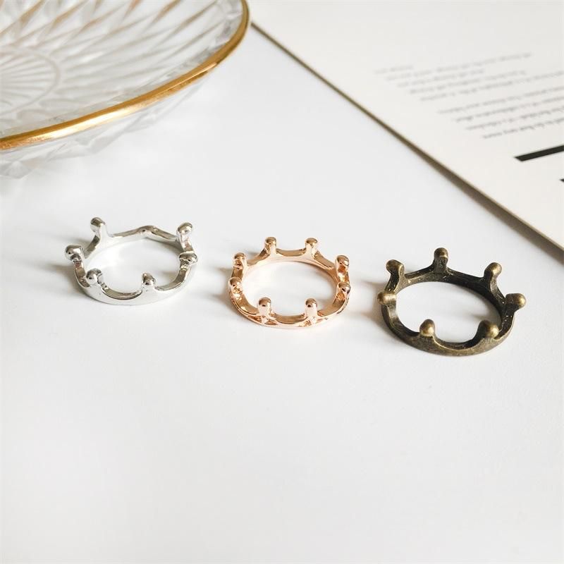 0664 New Style Legierung Kronen Ring Koreanische Version Der Legierung Vergoldete Einfache Stil Ring Damenmode
