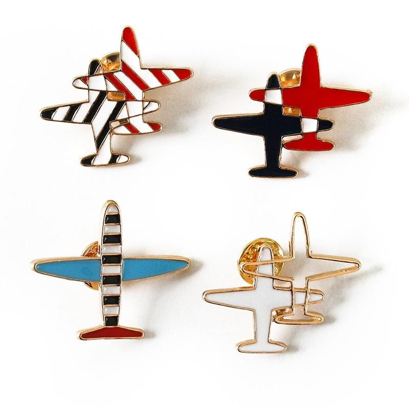 Fashion Japanese And Korean Style Small Aircraft Striped Oil Drop Alloy Brooch Nhdp157504