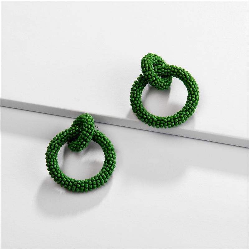 Round Bead Woven Color Earrings Nhlu157514