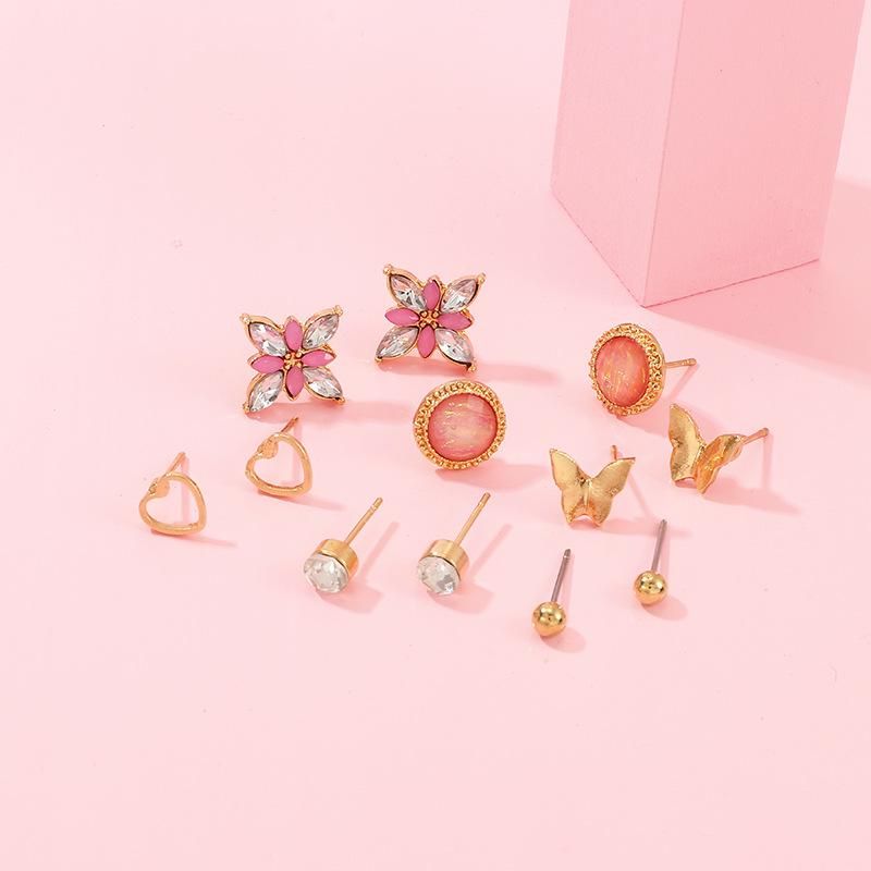 Cute Butterfly Love Flower Small Earring Set Nhnz157543