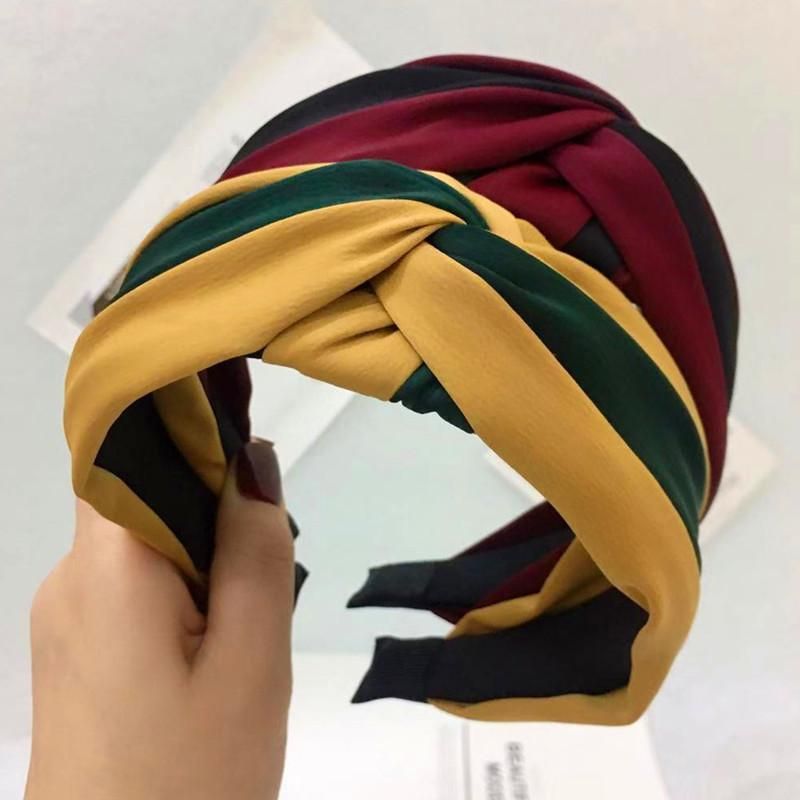 New Contrast Color Cross Knotted Fabric Headband Nhrh157861