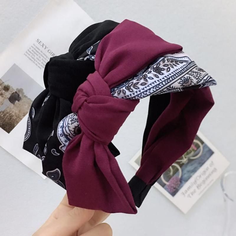 Simple Contrast Color Oversized Bow Headband Nhrh157891