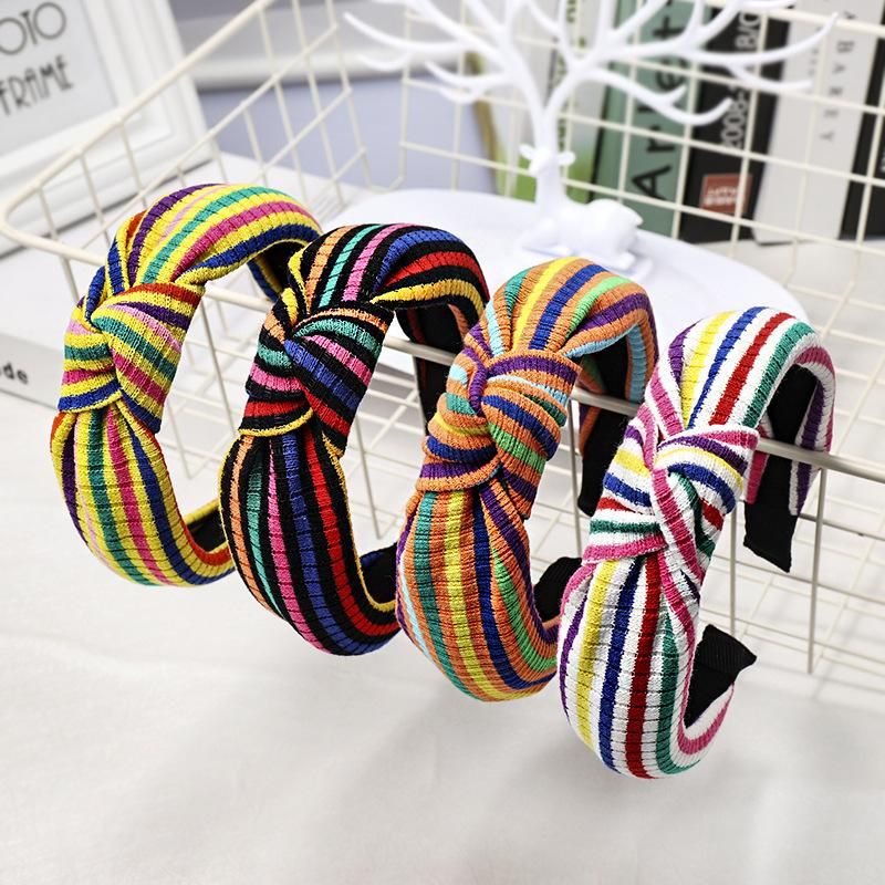 New Striped Color Matching Knotted Headband Nhdm157901