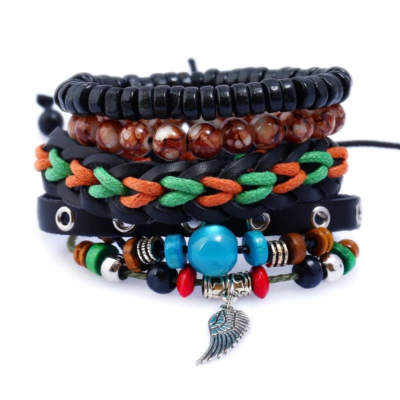 Fashion Diy Cowhide Leather Braided Bracelet Set Nhpk158322