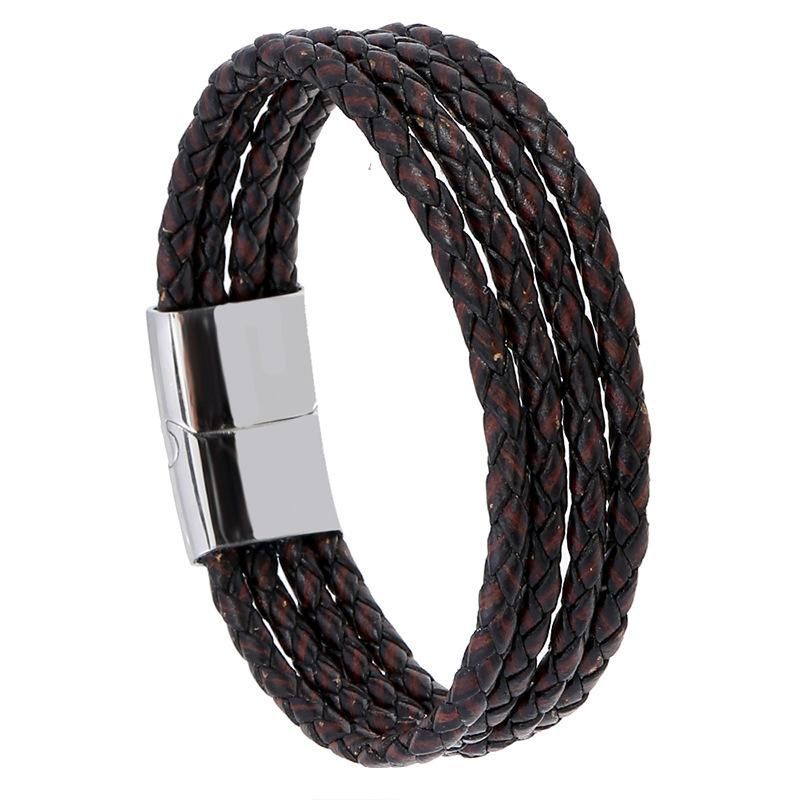 Simple And Versatile Stainless Steel Imitation Leather Bracelet Nhpk158407